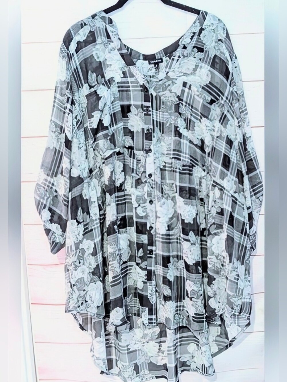 Torrid  Floral Plaid Women's Babydoll 😍 Top Size 4X